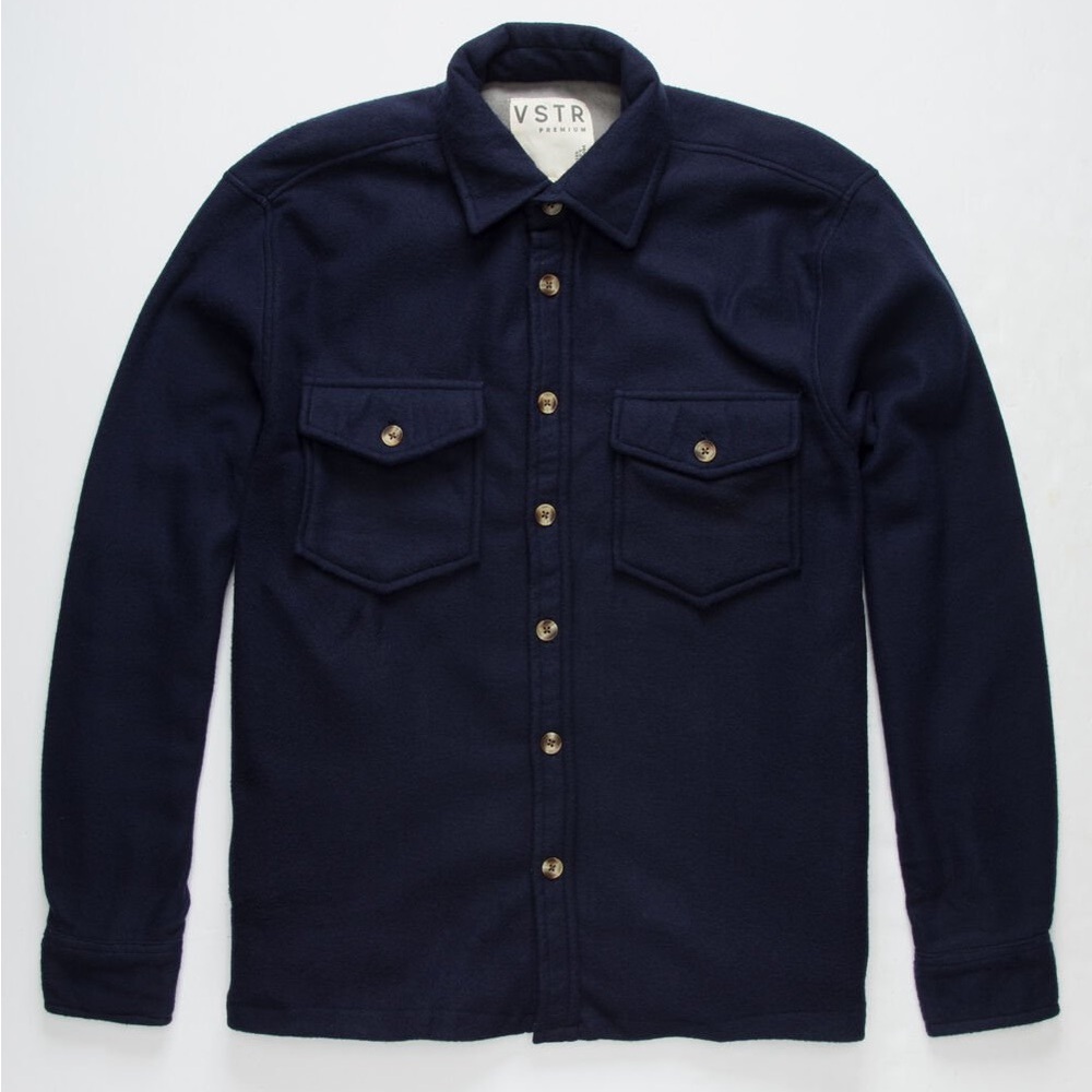 Tilly’s VSTR Premium Solid Shacket Navy Mens Shirt in Medium